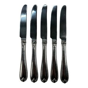 5 - Lenox Tudor Bead Augusta 18/10 Stainless Steel Flatware Dinner Knives